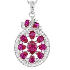 Judith Ripka Red Lab Ruby Rhodium Over Sterling Celebration Enhancer with Chain